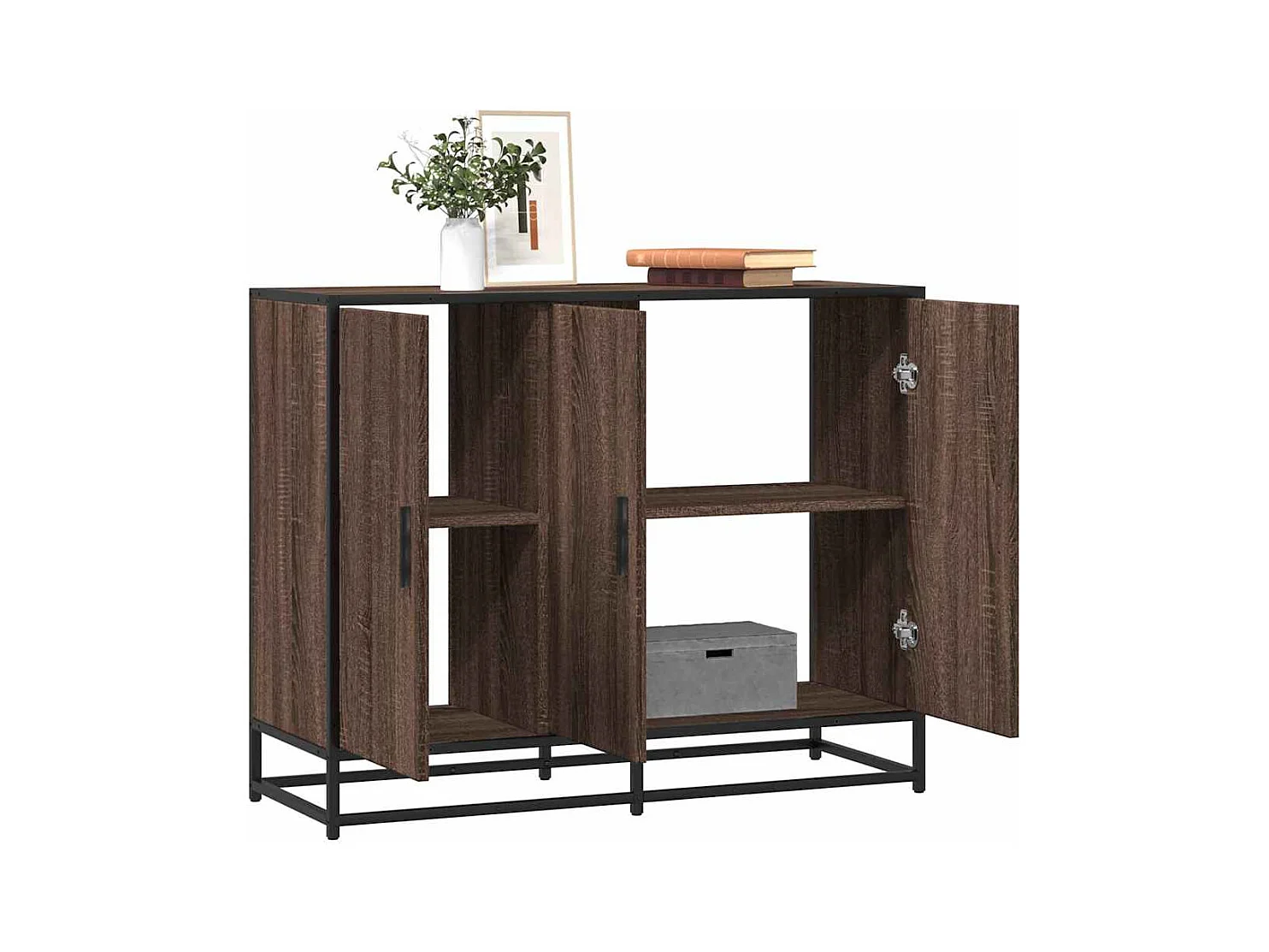 Credenza | Buffet | Armadio Rovere Marrone 94x35x76 cm in Legno Multistrato