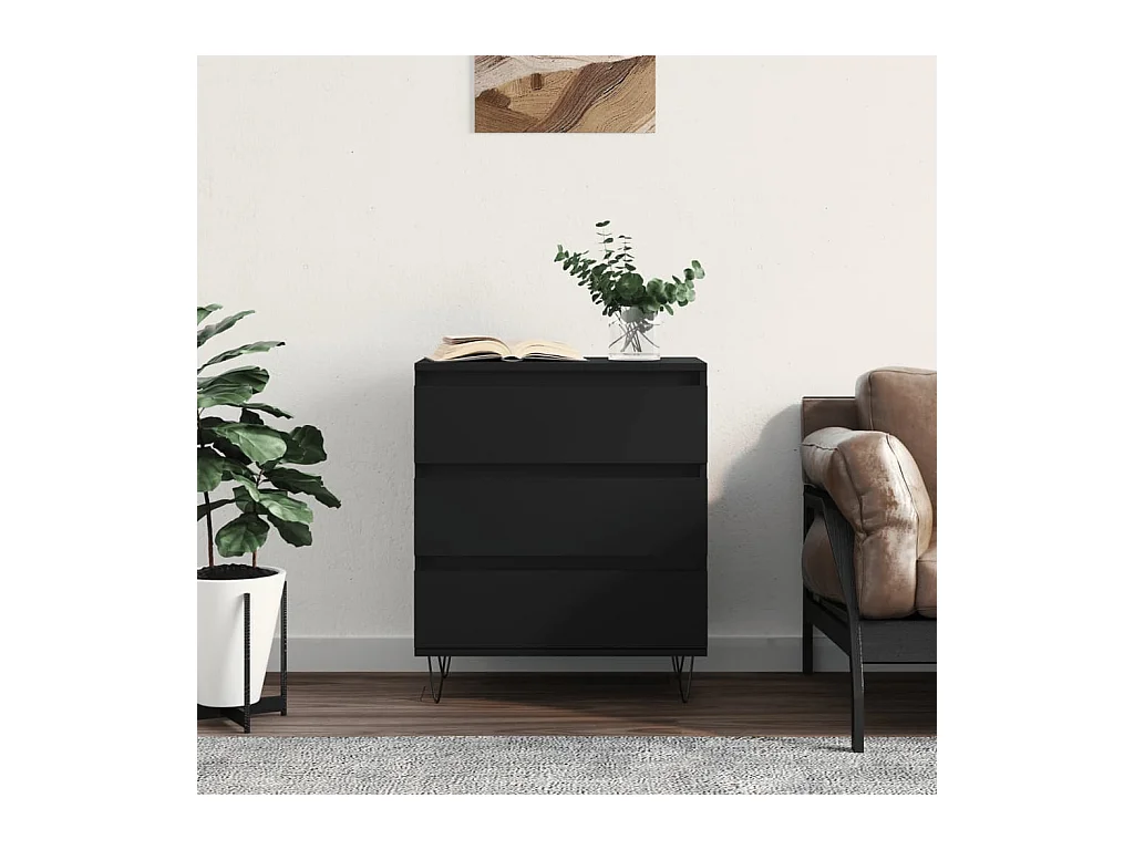 Buffet | Bahut | Meuble de rangement Noir 60x35x70 cm Bois d'ingénierie