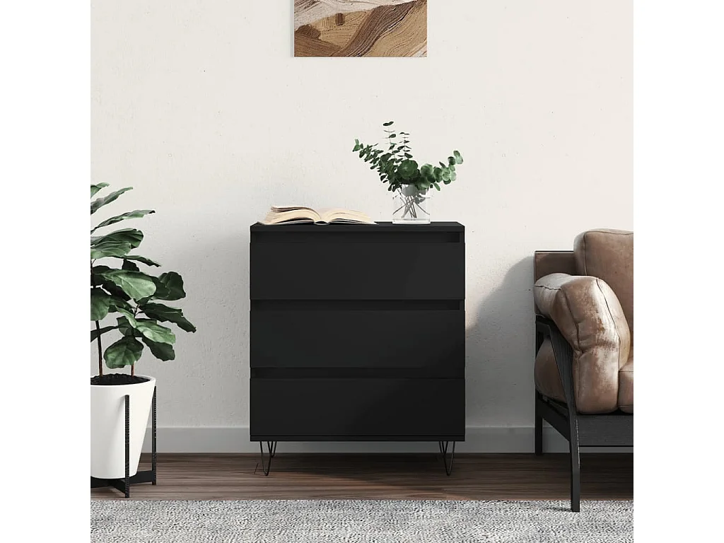Buffet | Bahut | Meuble de rangement Noir 60x35x70 cm Bois d'ingénierie