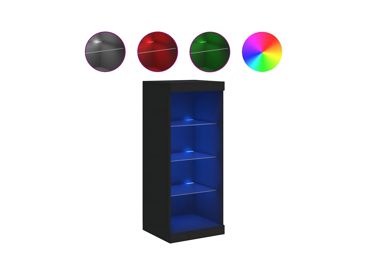 Credenza | Buffet | Armadio con Luci LED Nera 41x37x100 cm