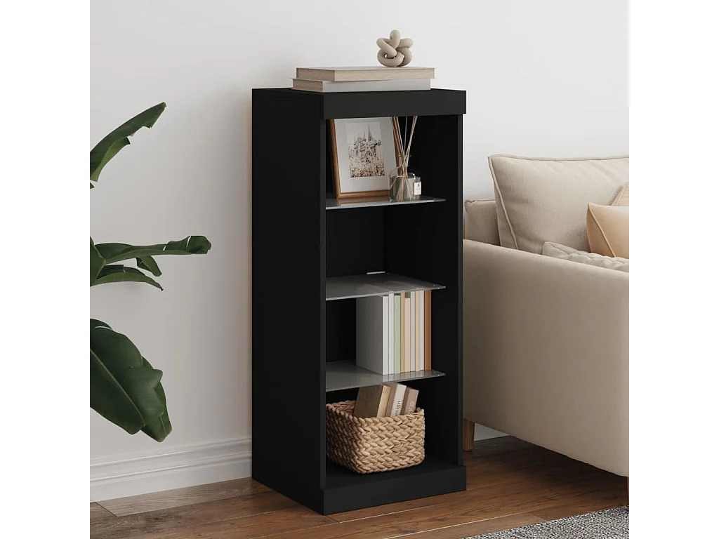 Buffet | Bahut | Meuble de rangement avec lumières LED noir 41x37x100 cm