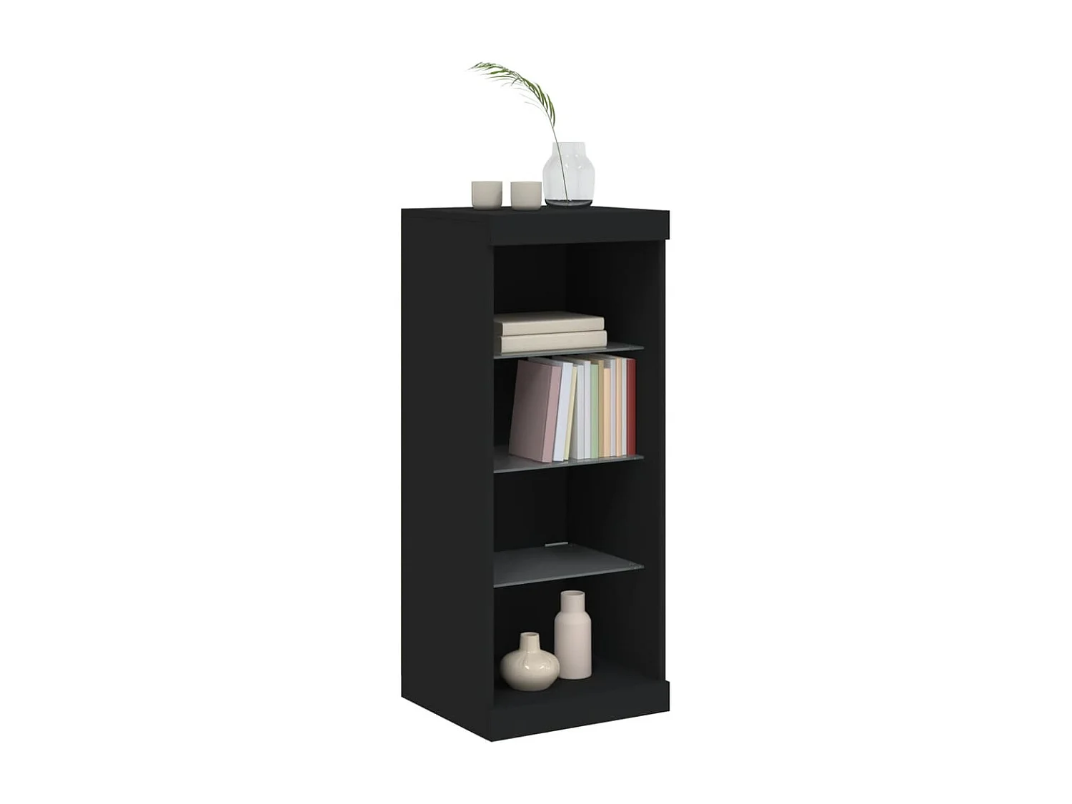 Buffet | Bahut | Meuble de rangement avec lumières LED noir 41x37x100 cm