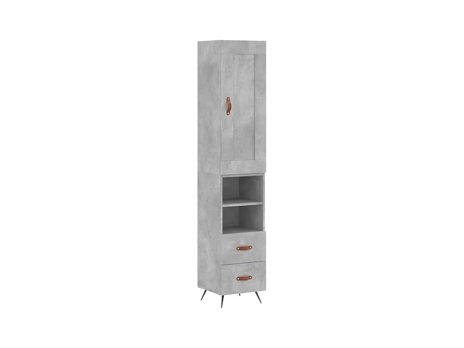 Buffet | Bahut | Meuble de rangement haut Gris béton 34,5x34x180 cm Bois d'ingénierie
