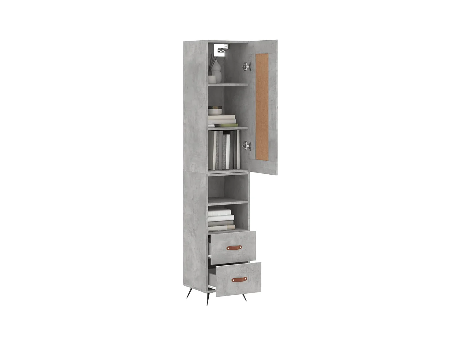 Buffet | Bahut | Meuble de rangement haut Gris béton 34,5x34x180 cm Bois d'ingénierie