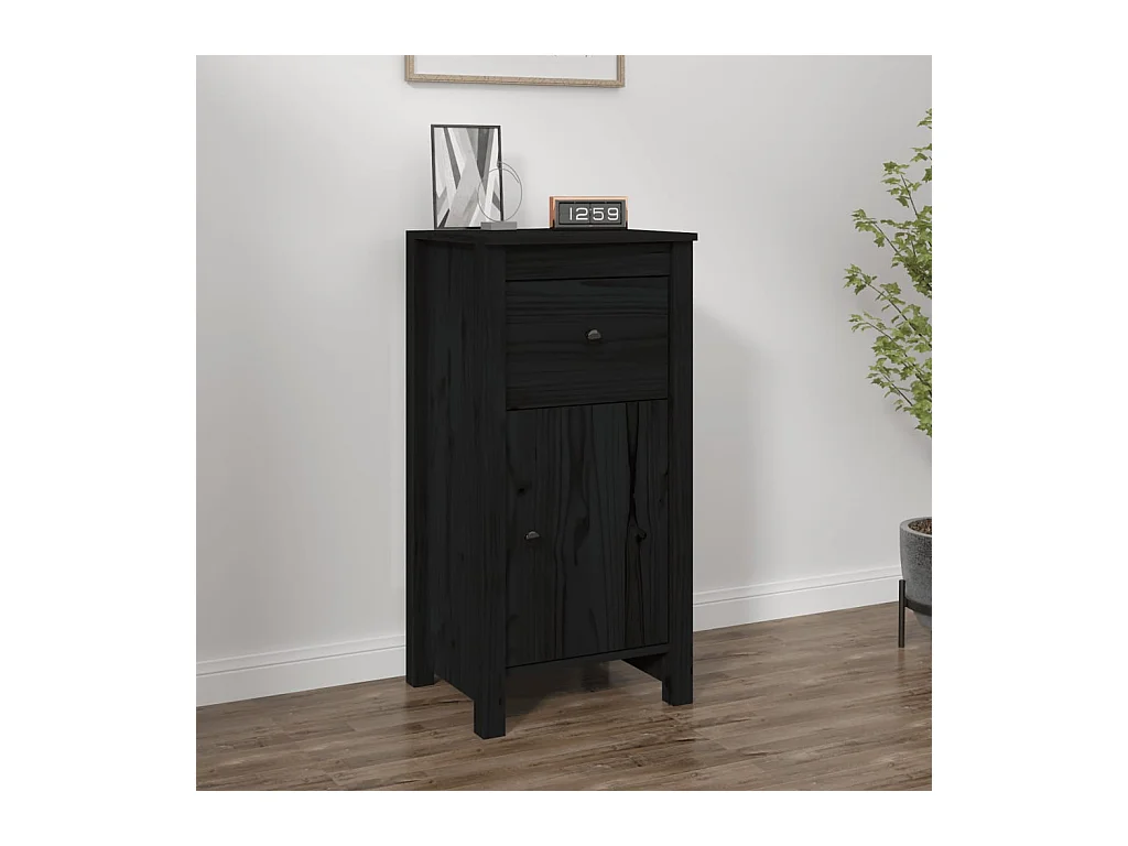 Buffet | Bahut | Meuble de rangement Noir 40x35x80 cm Bois massif de pin