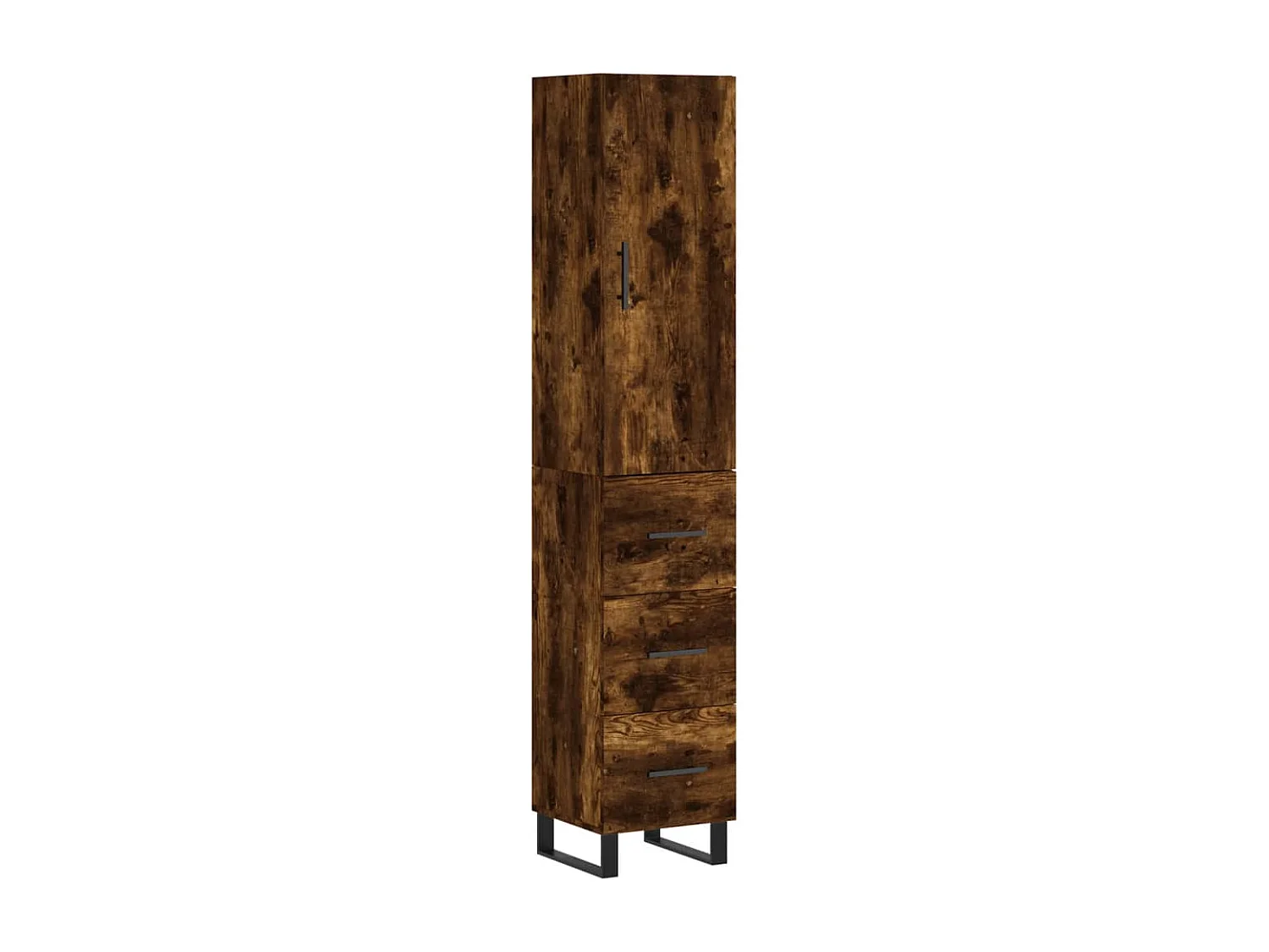 Buffet | Bahut | Meuble de rangement haut Chêne fumé 34,5x34x180 cm Bois d'ingénierie