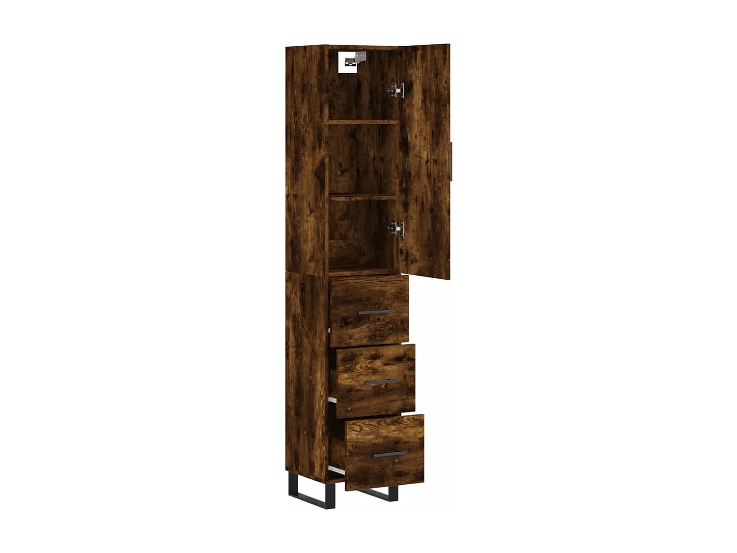 Buffet | Bahut | Meuble de rangement haut Chêne fumé 34,5x34x180 cm Bois d'ingénierie