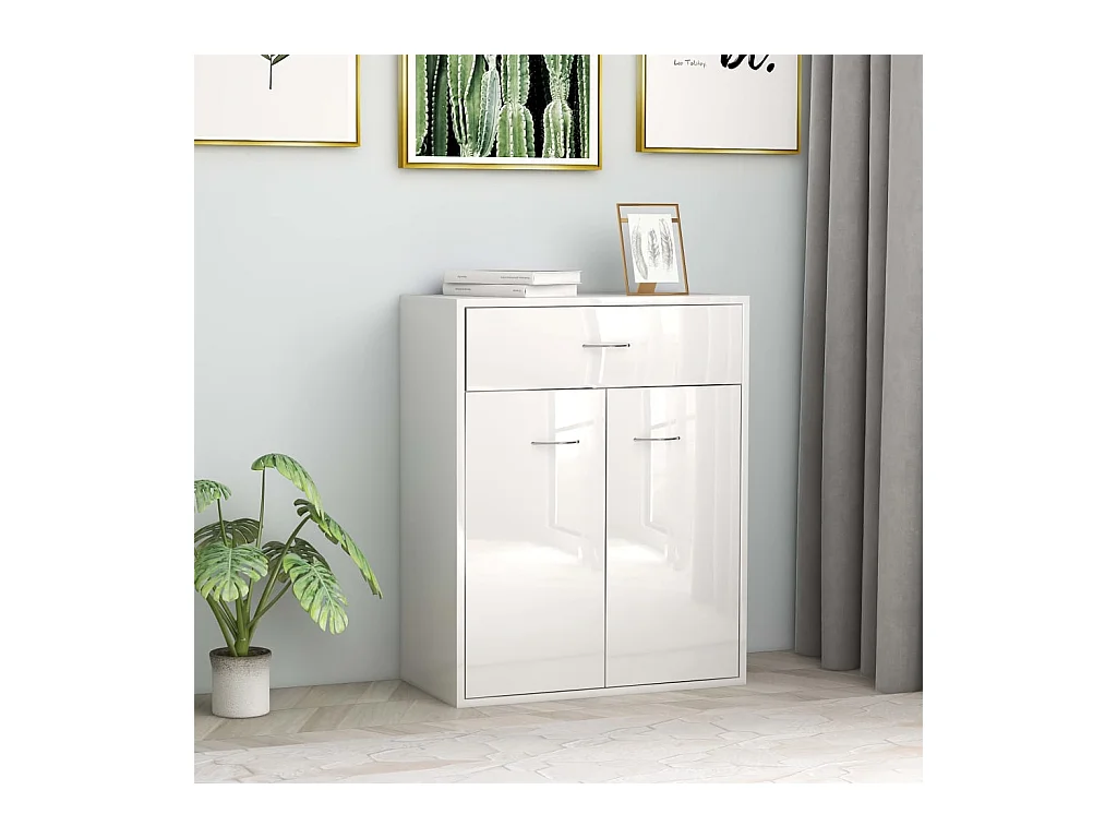 Credenza | Buffet | Armadio Bianco Lucido 60x30x75 cm in Legno Multistrato
