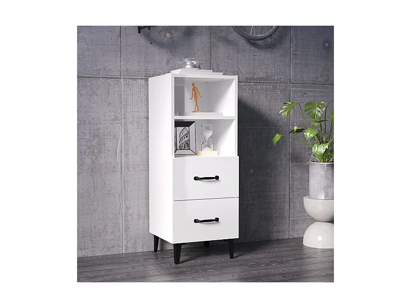 Buffet | Bahut | Meuble de rangement Blanc brillant 34,5x34x90 cm Bois d'ingénierie