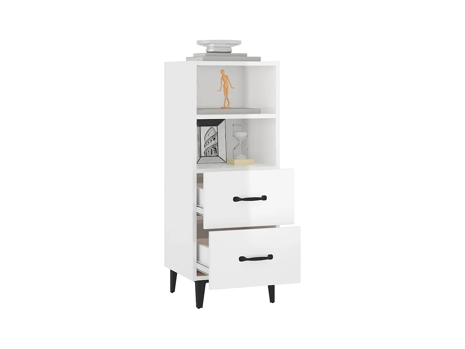 Buffet | Bahut | Meuble de rangement Blanc brillant 34,5x34x90 cm Bois d'ingénierie