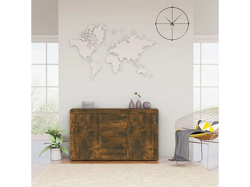 Buffet | Bahut | Meuble de rangement Chêne fumé 120x36x69 cm Bois d'ingénierie