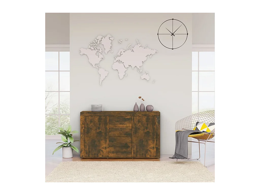 Buffet | Bahut | Meuble de rangement Chêne fumé 120x36x69 cm Bois d'ingénierie
