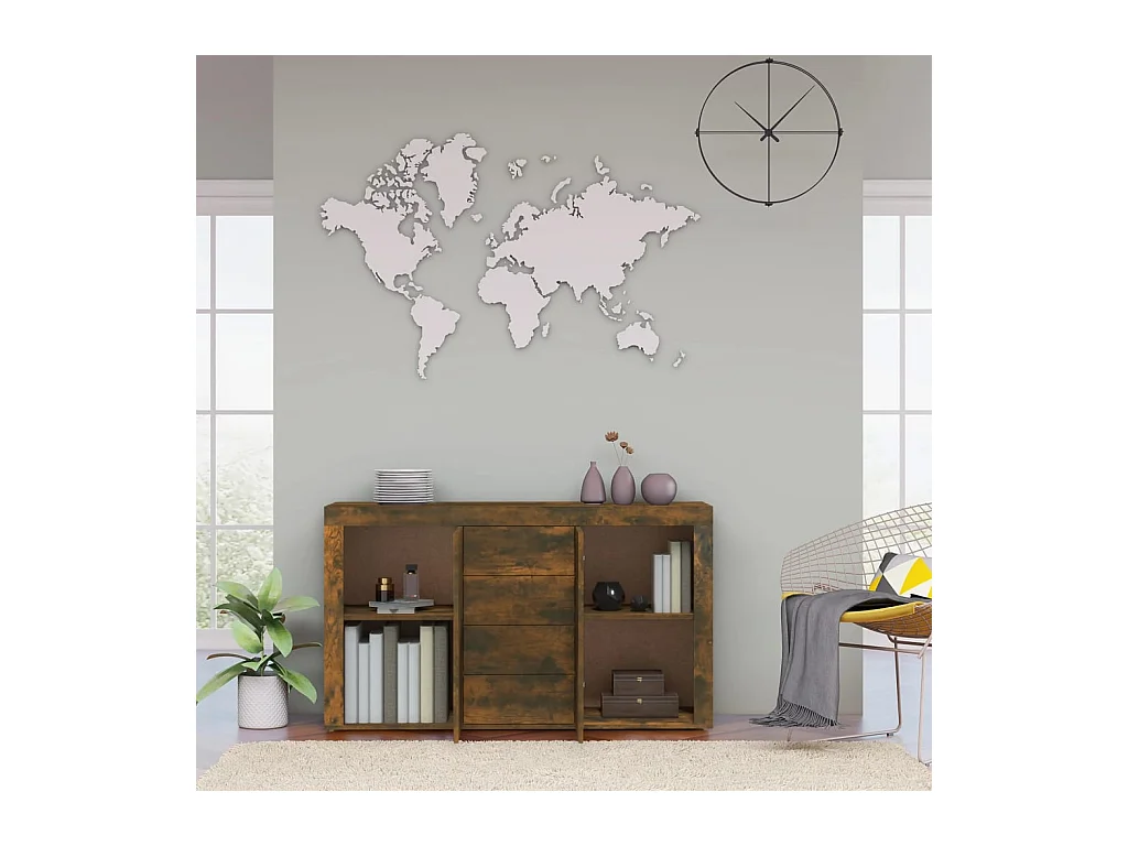 Buffet | Bahut | Meuble de rangement Chêne fumé 120x36x69 cm Bois d'ingénierie