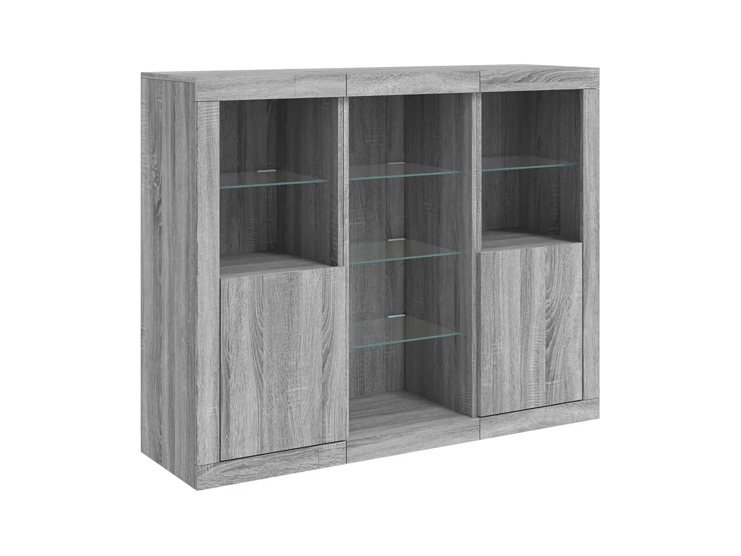 Buffets | Bahuts | Meuble de rangement avec lumières LED 3 pcs sonoma gris bois d'ingénierie