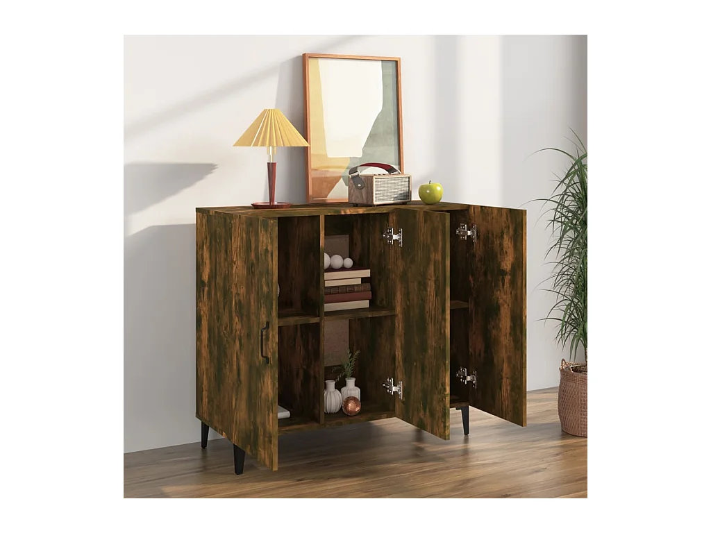 Credenza | Buffet | Armadio Rovere Fumo 90x34x80 cm in Legno Multistrato