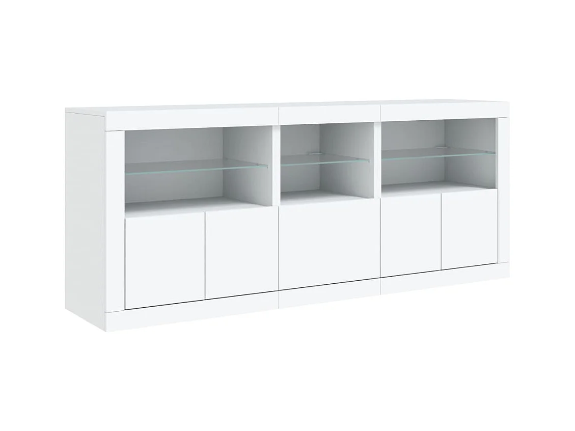 Buffet | Bahut | Meuble de rangement avec lumières LED blanc 162x37x67 cm
