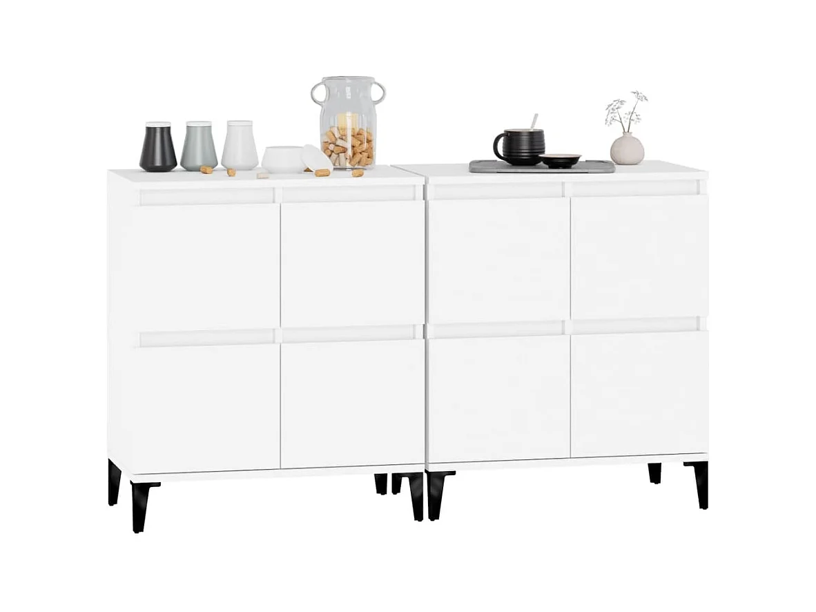 Credenze | Buffet | Armadi 2pz Bianche 60x35x70 cm in Legno Multistrato