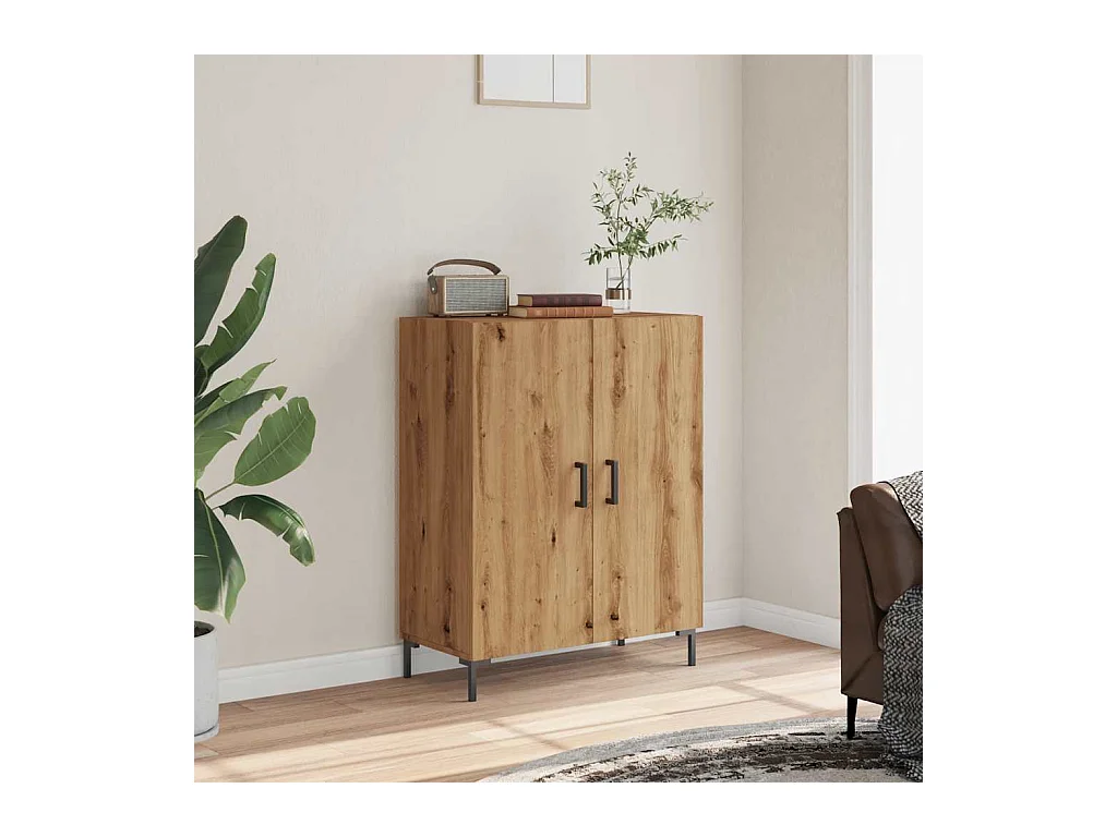 Buffet | Bahut | Meuble de rangement chêne artisanal 69,5x34x90 cm bois d'ingénierie
