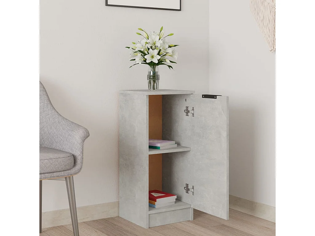Buffet | Bahut | Meuble de rangement Gris béton 30x30x70 cm Bois d'ingénierie