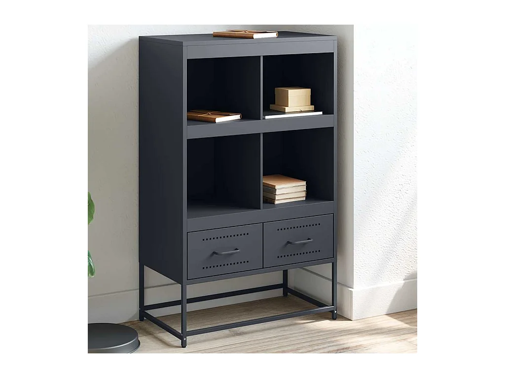 Buffet | Commode à tiroir | Meuble de rangement haut anthracite 68x39x111,5 cm acier