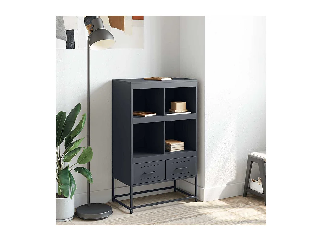 Buffet | Commode à tiroir | Meuble de rangement haut anthracite 68x39x111,5 cm acier