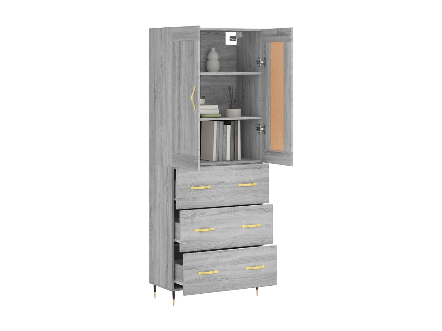 Buffet | Bahut | Meuble de rangement haut Sonoma gris 69,5x34x180 cm Bois d'ingénierie