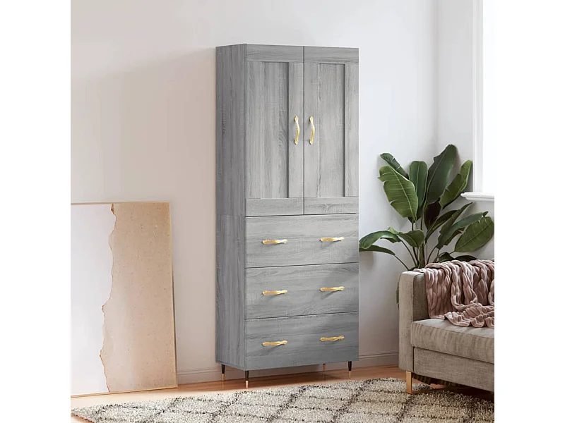 Buffet | Bahut | Meuble de rangement haut Sonoma gris 69,5x34x180 cm Bois d'ingénierie
