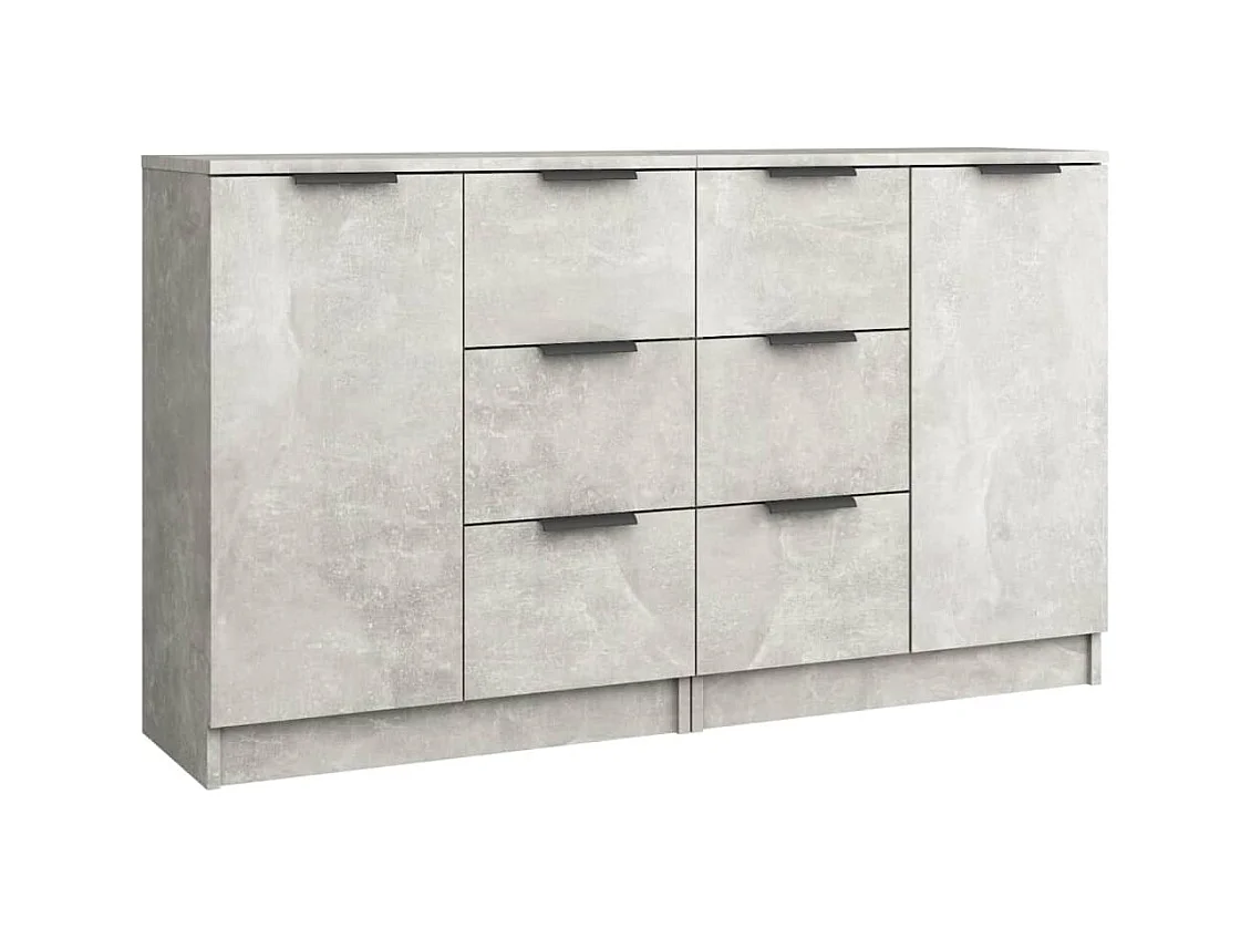 Credenze | Buffet | Armadi 2 pz Grigio Cemento 60x30x70 cm in Legno Multistrato