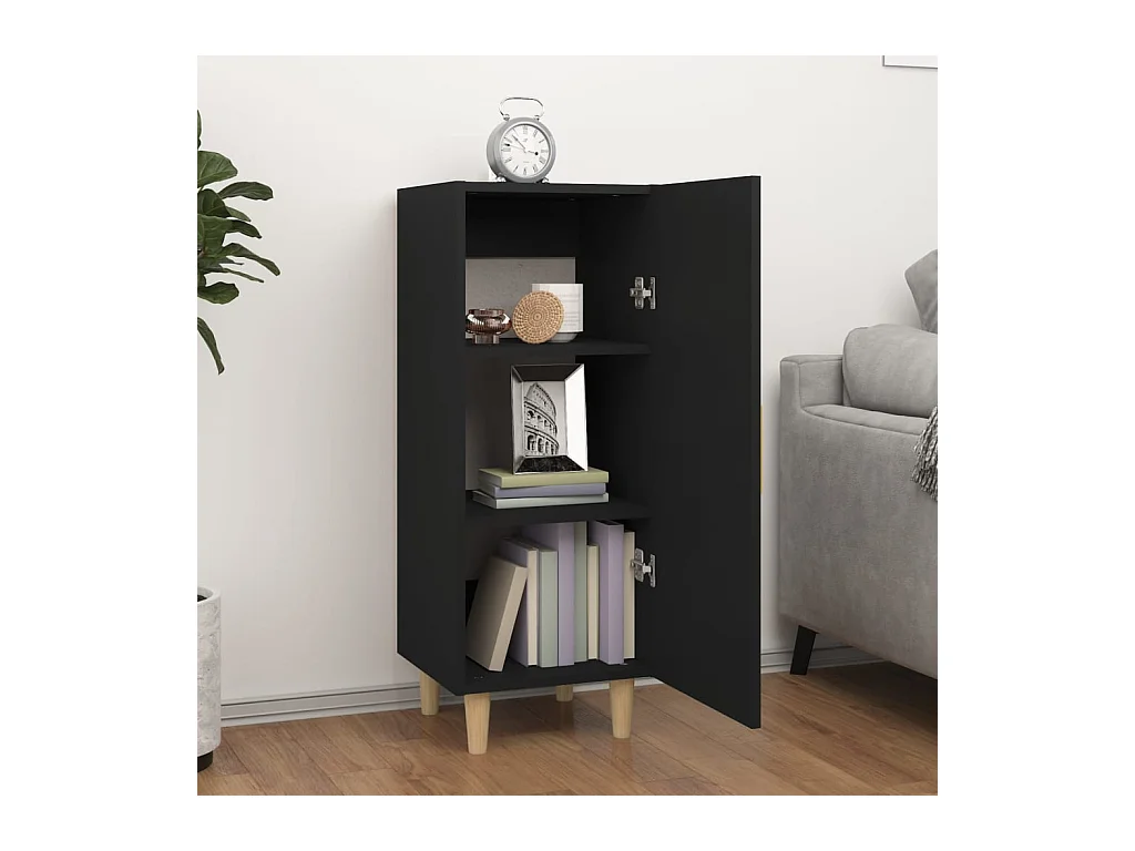Buffet | Bahut | Meuble de rangement Noir 34,5x34x90 cm Bois d'ingénierie