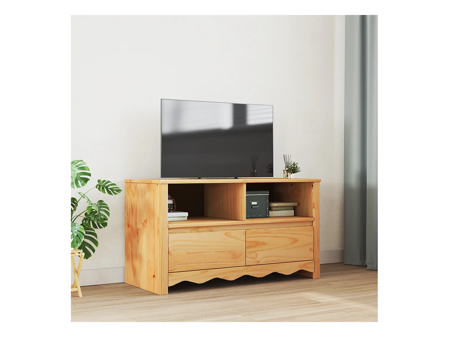 Buffet | Commode à tiroir | Meuble de rangement TV "DRAMMEN" 99x43x55 cm en bois massif de pin