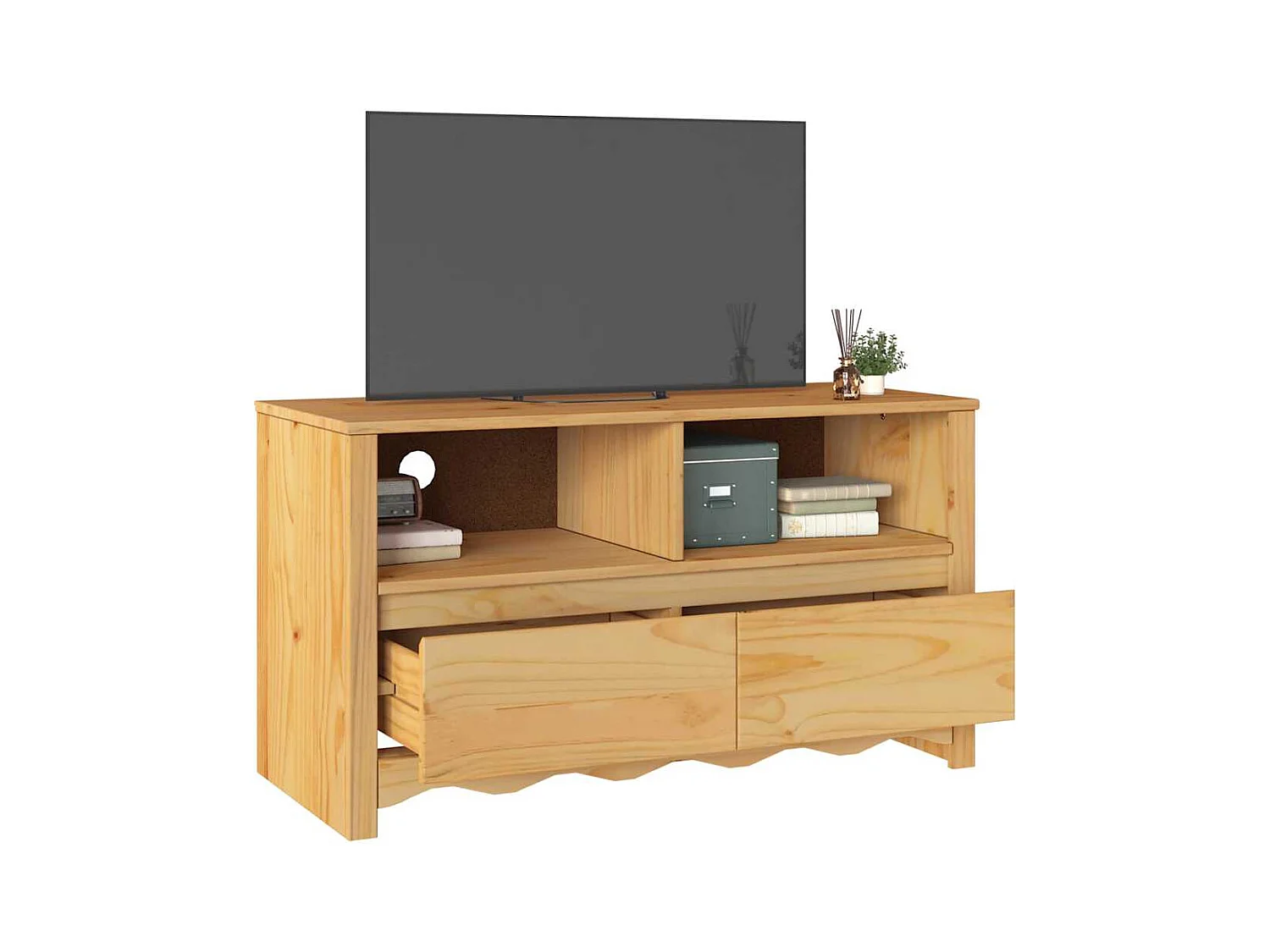 Buffet | Commode à tiroir | Meuble de rangement TV "DRAMMEN" 99x43x55 cm en bois massif de pin