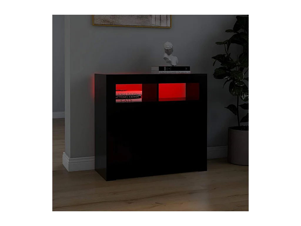 Buffet | Bahut | Meuble de rangement avec lumières LED noir 80x35x75 cm