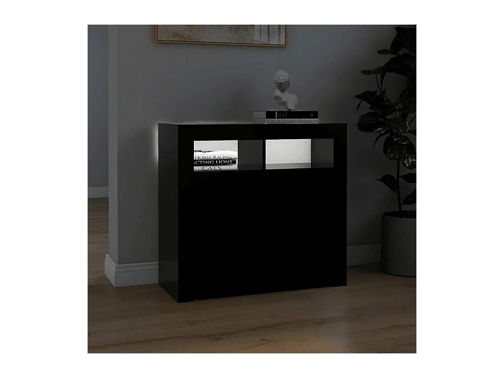 Buffet | Bahut | Meuble de rangement avec lumières LED noir 80x35x75 cm