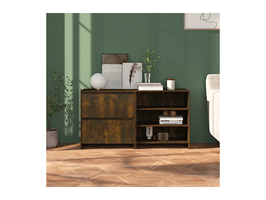 Credenze | Buffet | Armadi 2 pz Rovere Fumo in Legno Multistrato