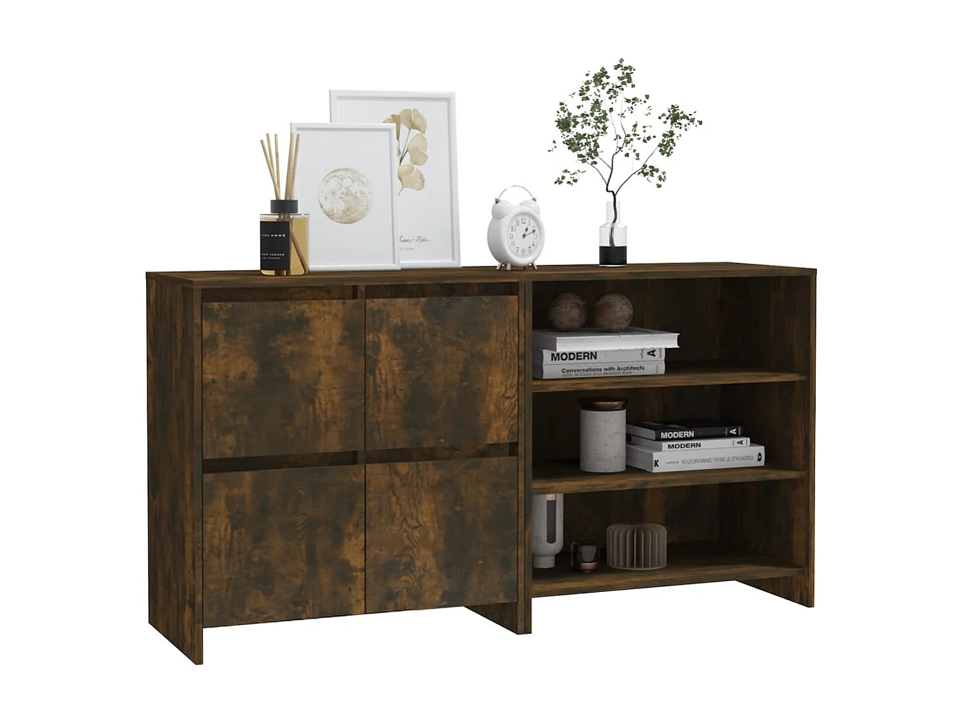 Buffets | Bahuts | Meuble de rangement 2 pcs Chêne fumé Bois d'ingénierie