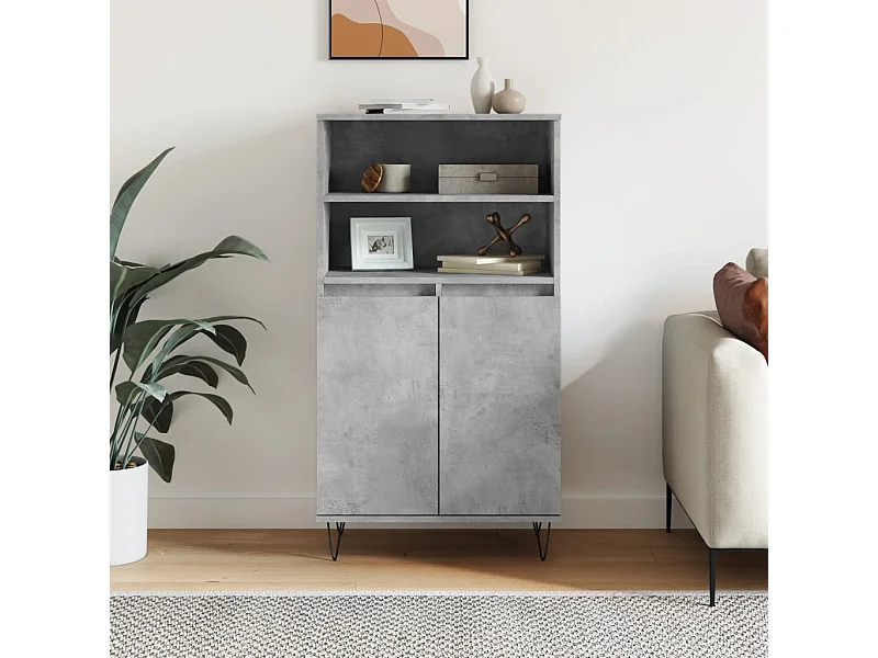 Buffet | Bahut | Meuble de rangement haut Gris béton 60x36x110 cm Bois d'ingénierie