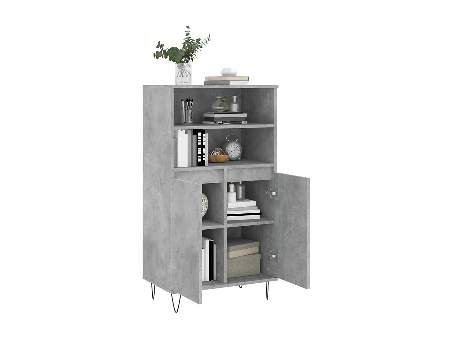 Buffet | Bahut | Meuble de rangement haut Gris béton 60x36x110 cm Bois d'ingénierie