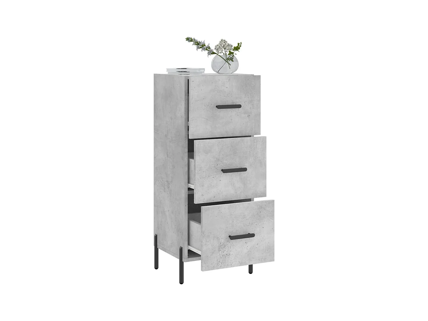 Buffet | Bahut | Meuble de rangement Gris béton 34,5x34x90 cm Bois d'ingénierie