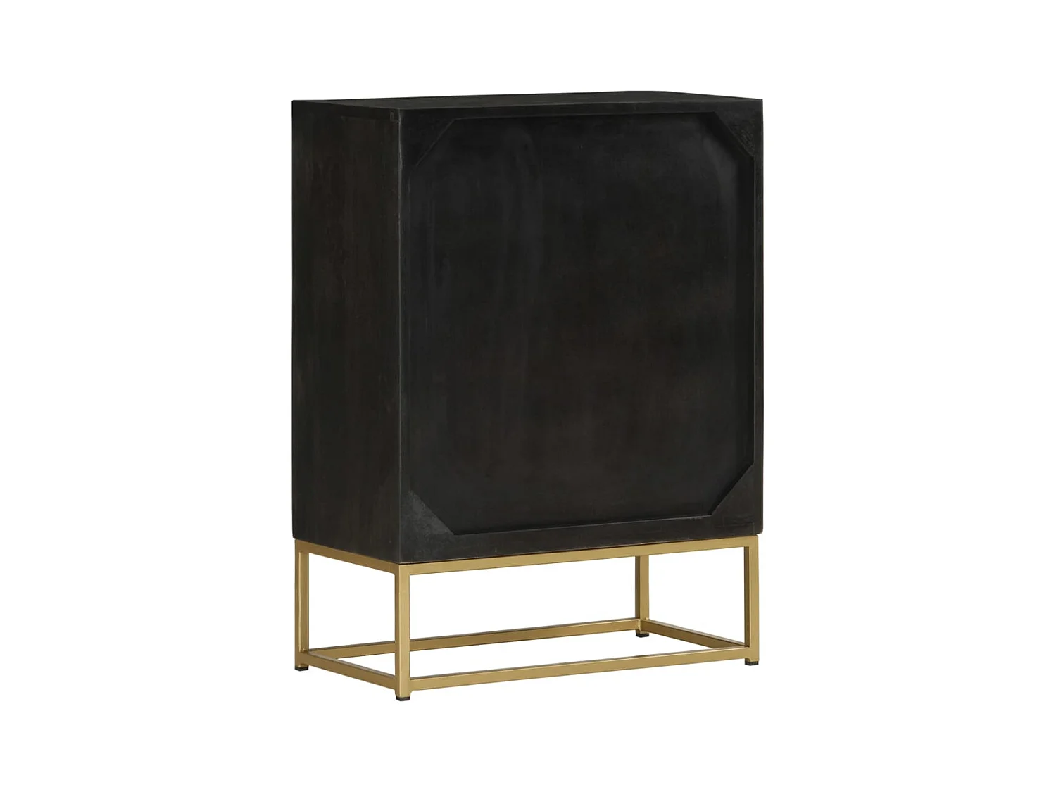 Buffet | Bahut | Meuble de rangement avec 2 portes noir et doré 55x30x75 cm manguier