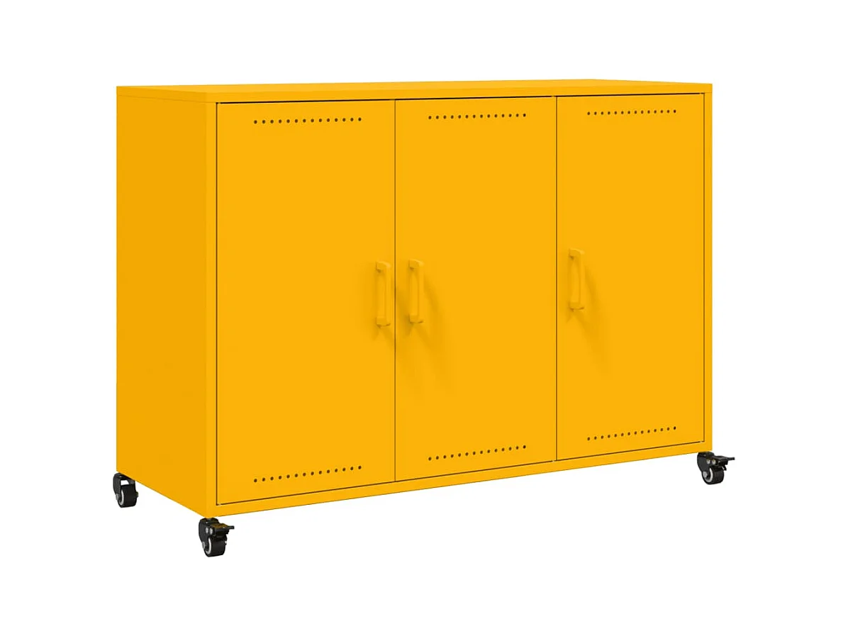 Buffet | Bahut | Meuble de rangement jaune moutarde 100,5x39x72 cm acier