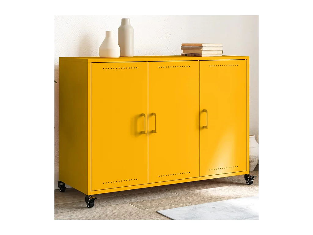 Buffet | Bahut | Meuble de rangement jaune moutarde 100,5x39x72 cm acier