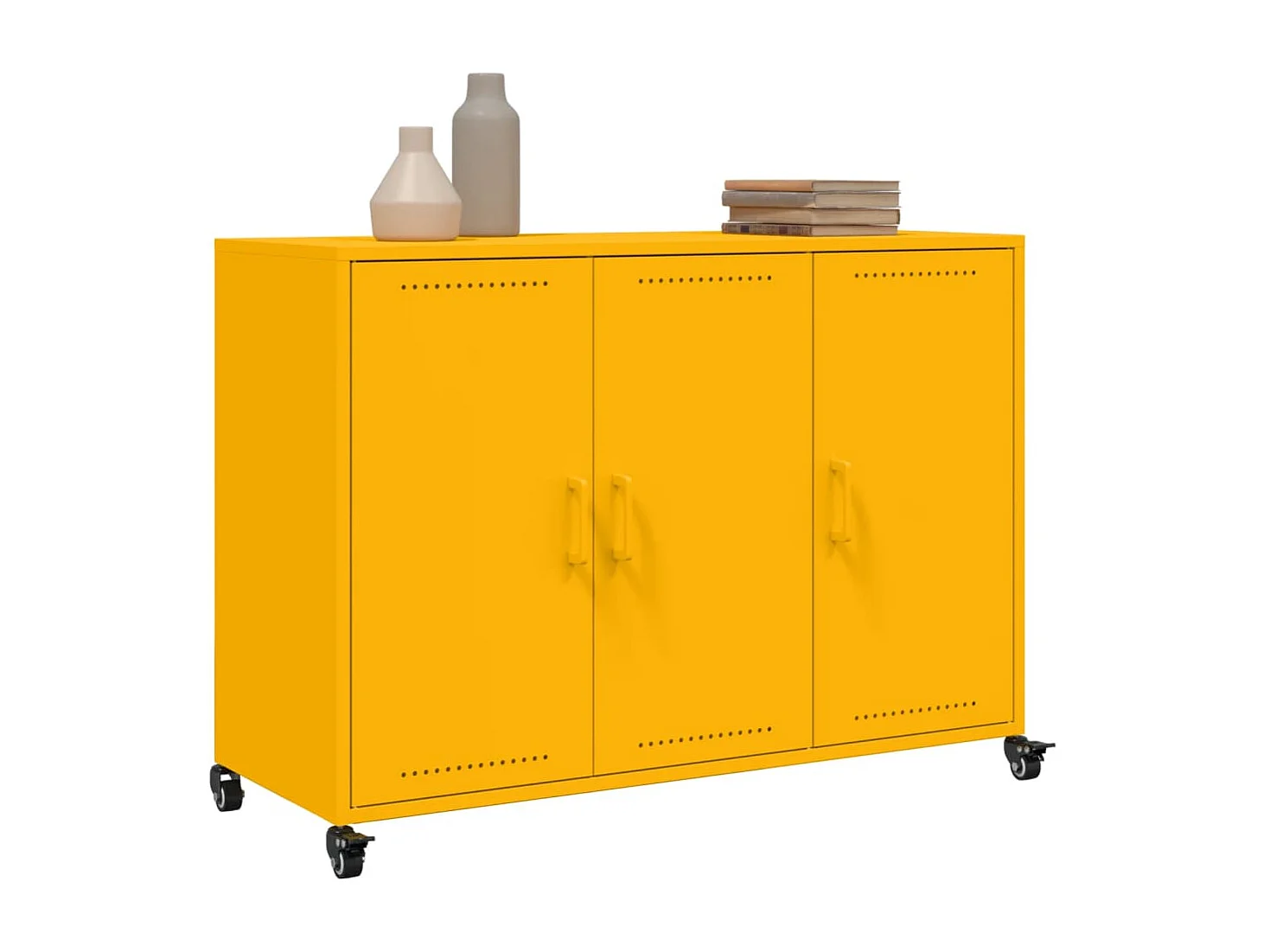 Credenza | Buffet | Armadio Giallo Senape 100,5x39x72 cm in Acciaio