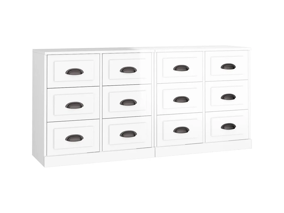 Buffets | Bahuts | Meuble de rangement 2 pcs blanc brillant bois d'ingénierie