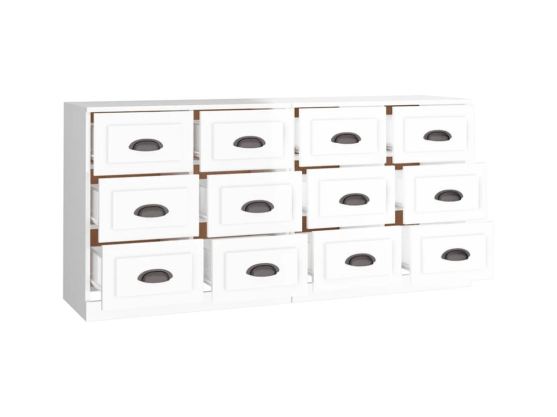 Buffets | Bahuts | Meuble de rangement 2 pcs blanc brillant bois d'ingénierie