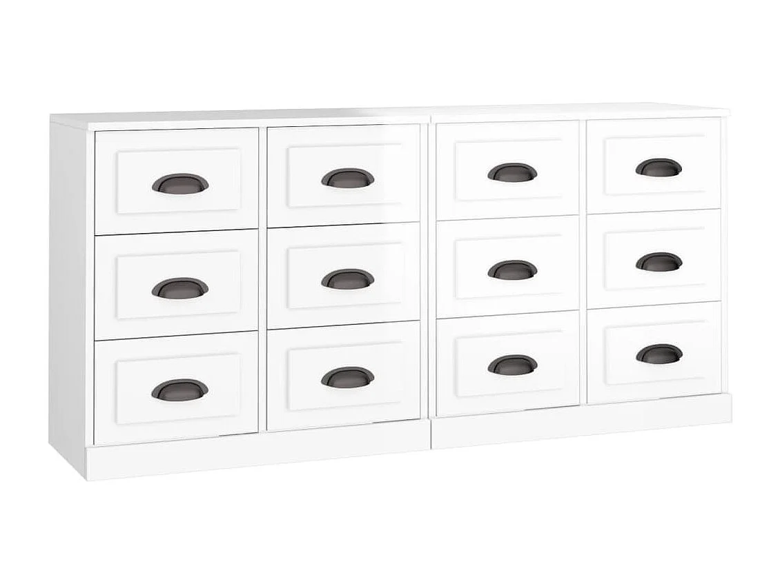 Buffets | Bahuts | Meuble de rangement 2 pcs blanc brillant bois d'ingénierie