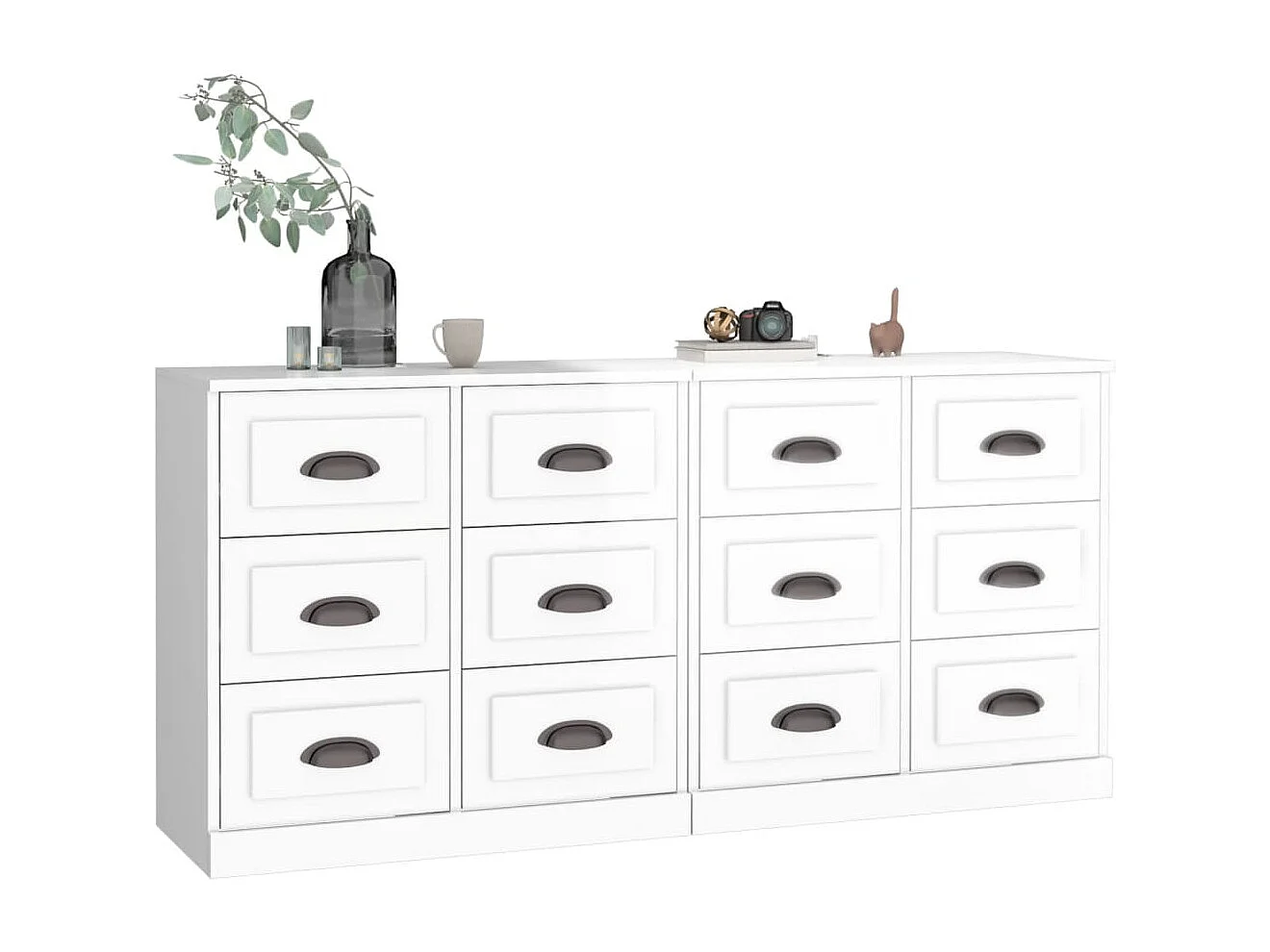Buffets | Bahuts | Meuble de rangement 2 pcs blanc brillant bois d'ingénierie