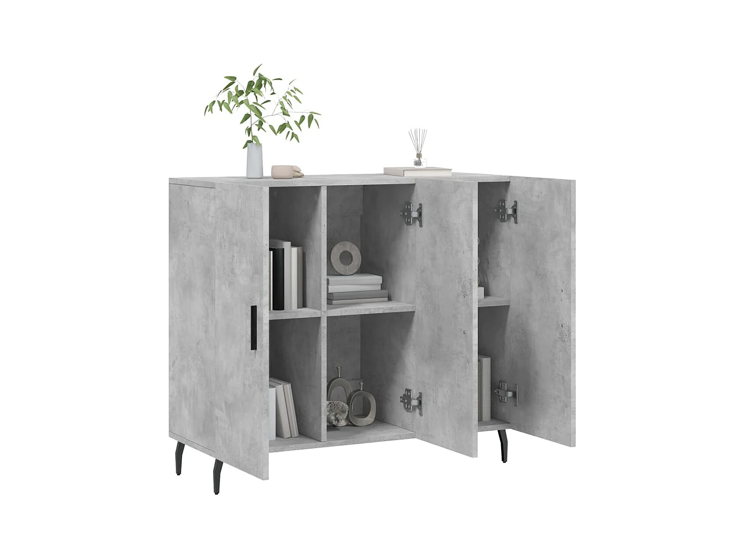 Buffet | Bahut | Meuble de rangement gris béton 90x34x80 cm bois d'ingénierie