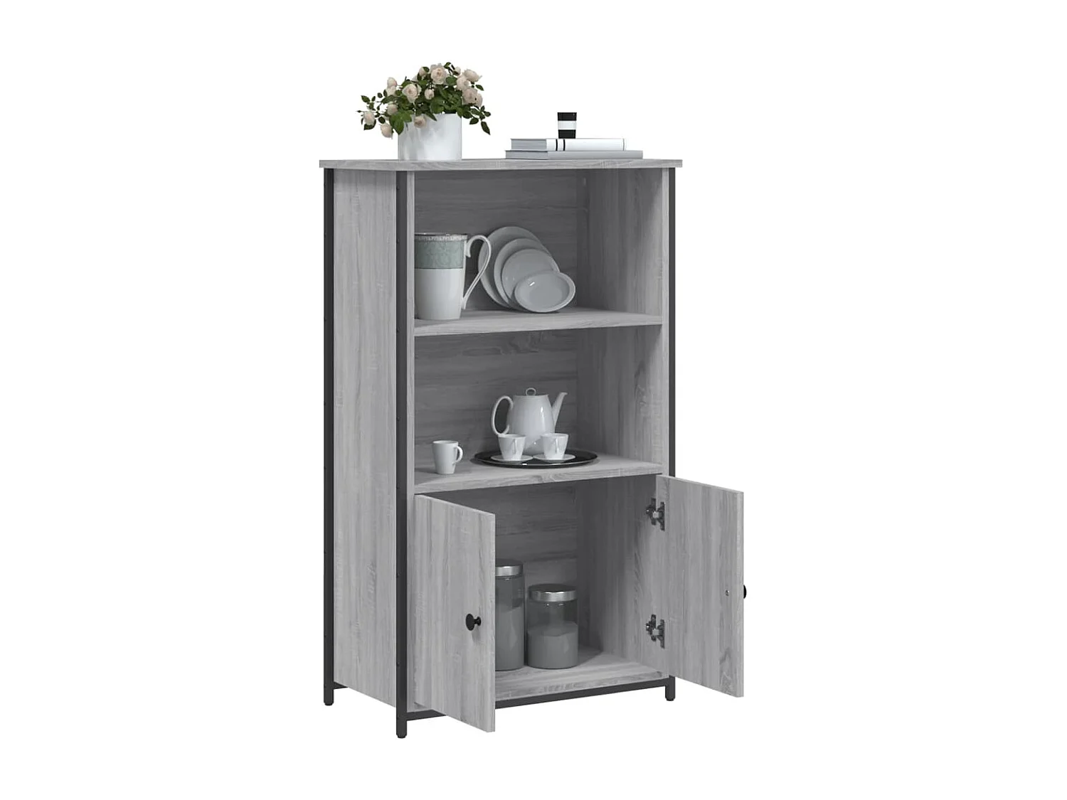 Buffet | Bahut | Meuble de rangement haut sonoma gris 62x32x103,5 cm bois d'ingénierie