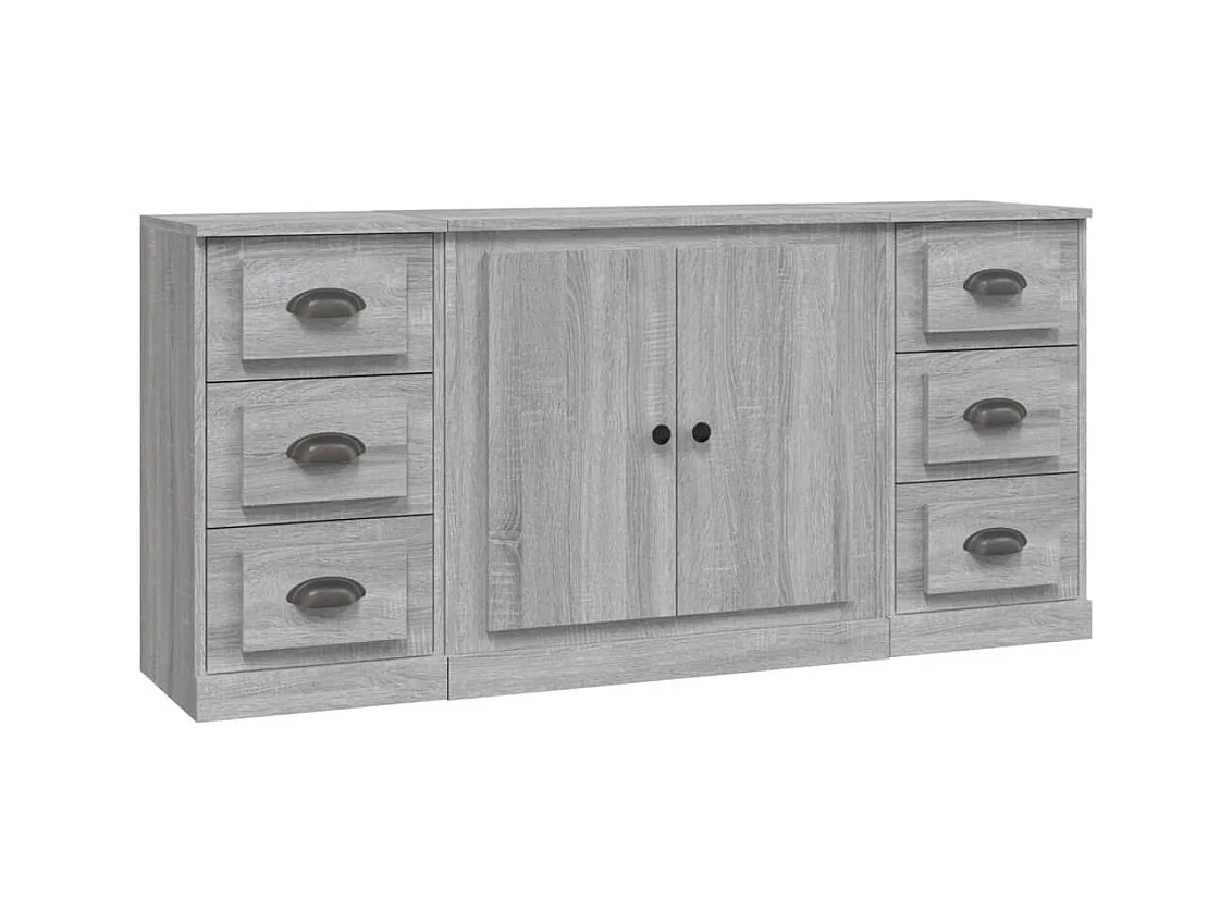 Credenze | Buffet | Armadi 3 pz Grigio Sonoma in Legno Multistrato