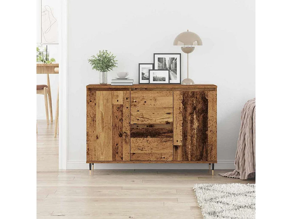 Buffet | Bahut | Meuble de rangement avec portes et tiroirs en vieux bois 101,5x35x70 cm